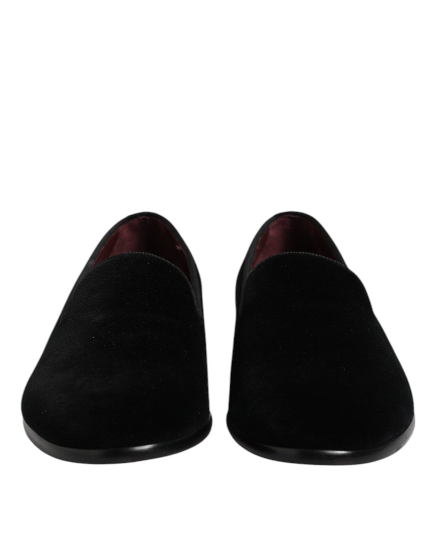 Dolce &amp; Gabbana Black Velvet Slip On Loafers Formal Shoes
