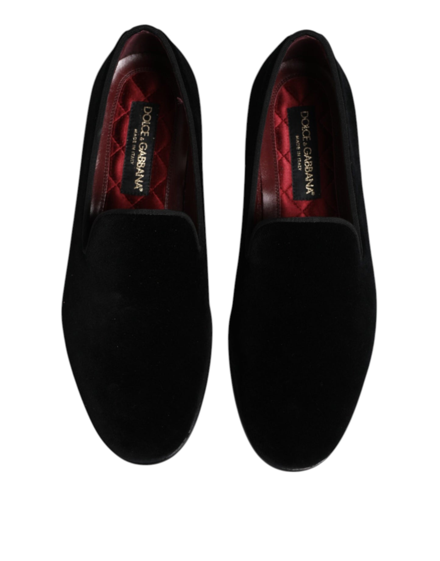 Dolce &amp; Gabbana Black Velvet Slip On Loafers Formal Shoes