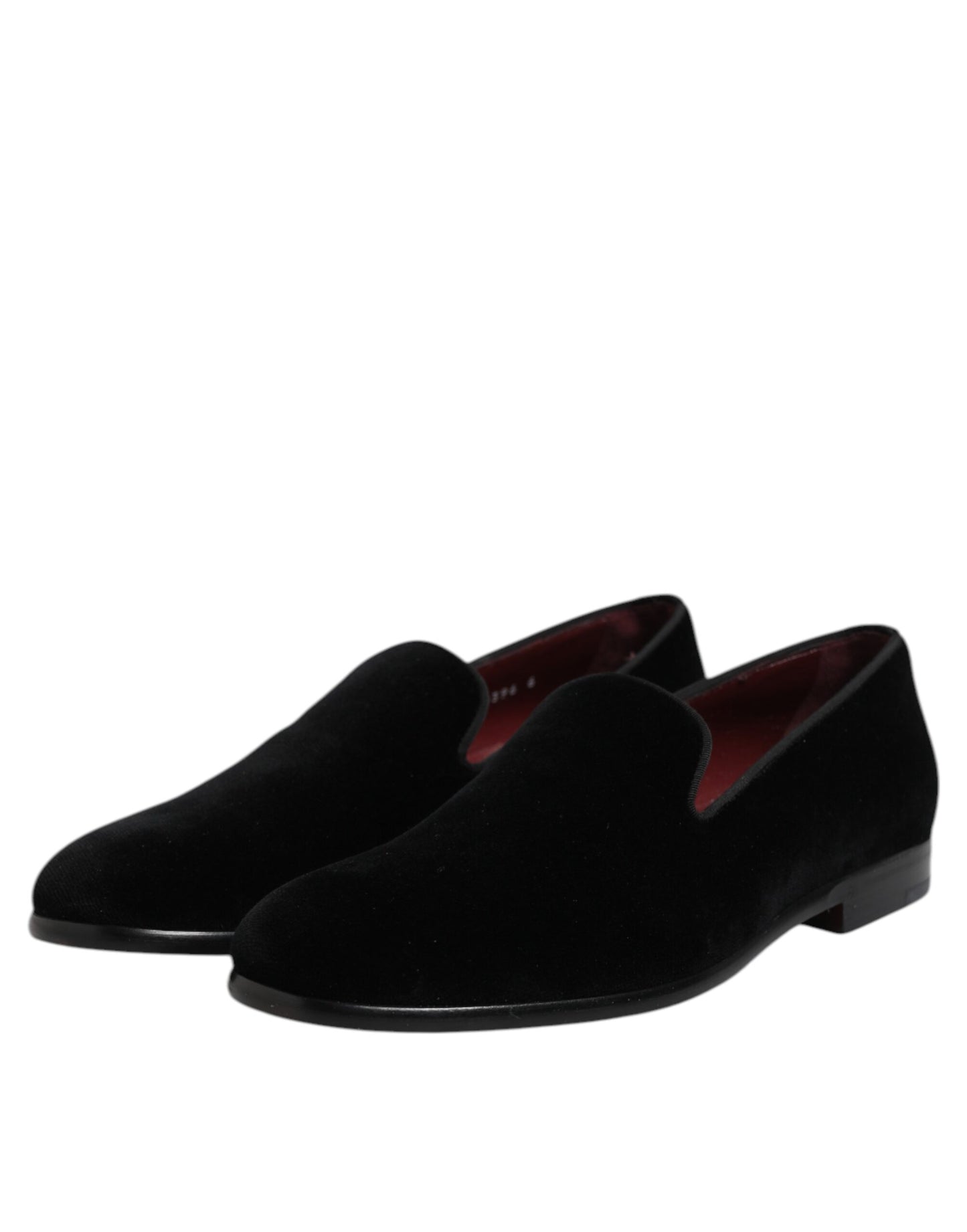 Dolce &amp; Gabbana Black Velvet Slip On Loafers Formal Shoes