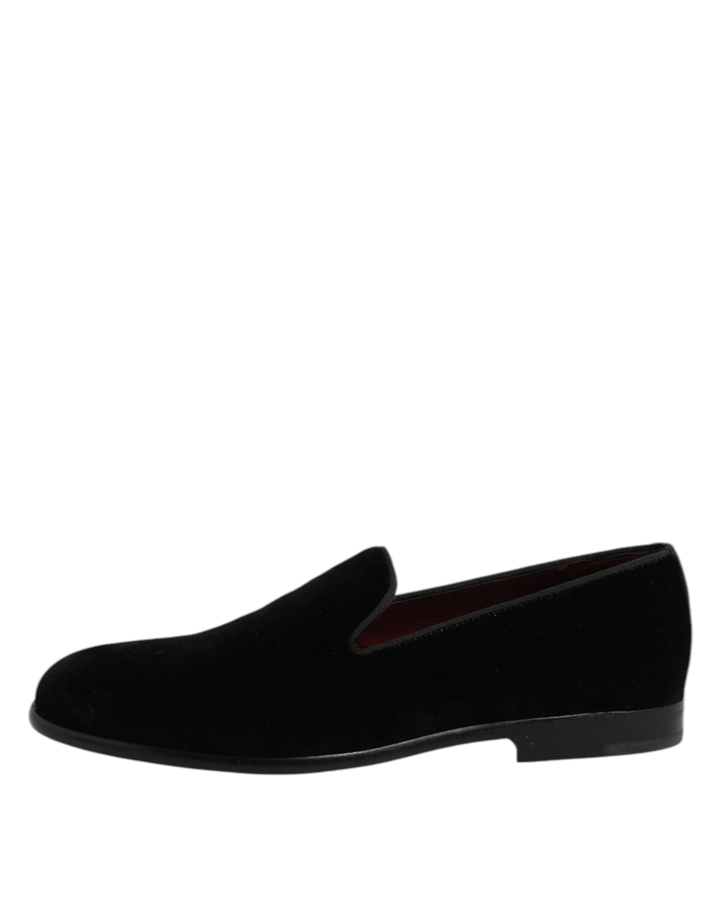 Dolce &amp; Gabbana Black Velvet Slip On Loafers Formal Shoes