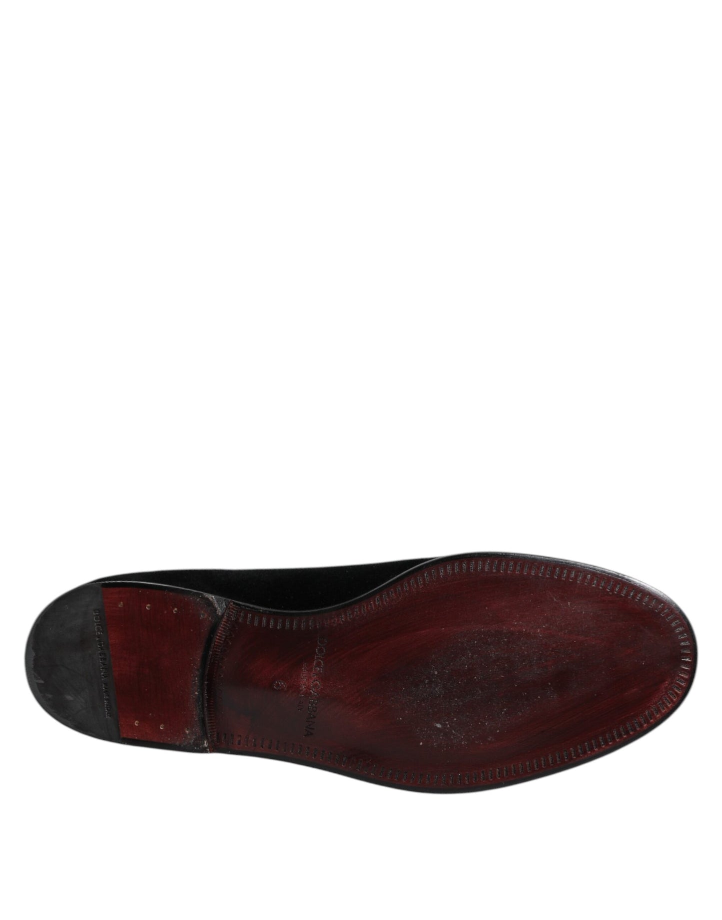 Dolce &amp; Gabbana Black Velvet Slip On Loafers Formal Shoes