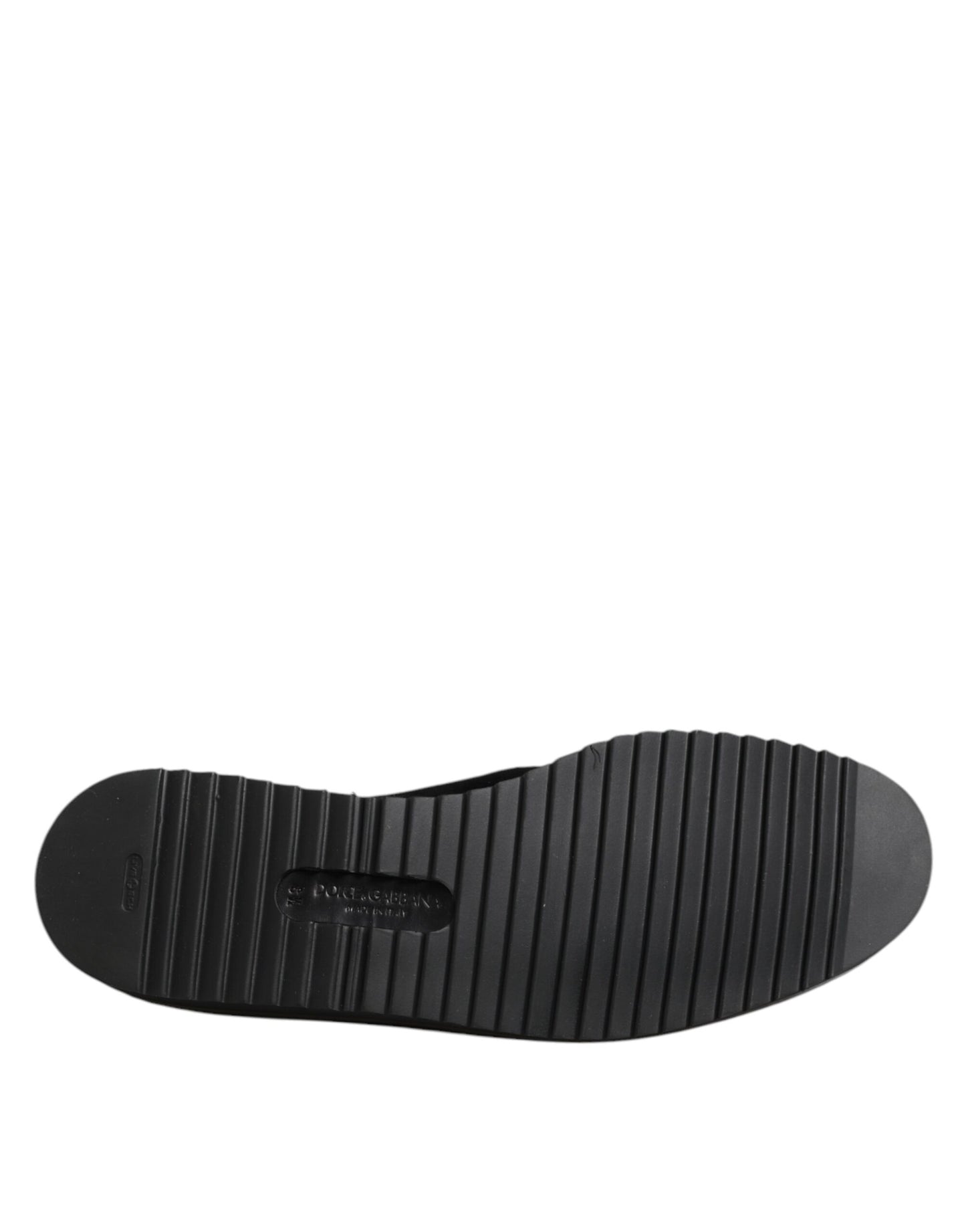 Dolce &amp; Gabbana Black Embroidered Crown Loafers Shoes