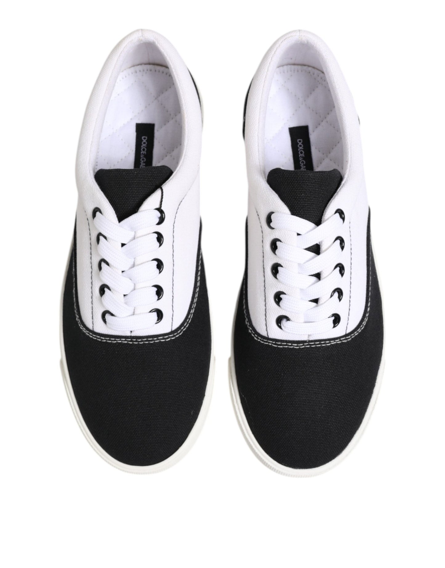 Dolce &amp; Gabbana Black Cotton Canvas Lace Up Men Sneakers Shoes