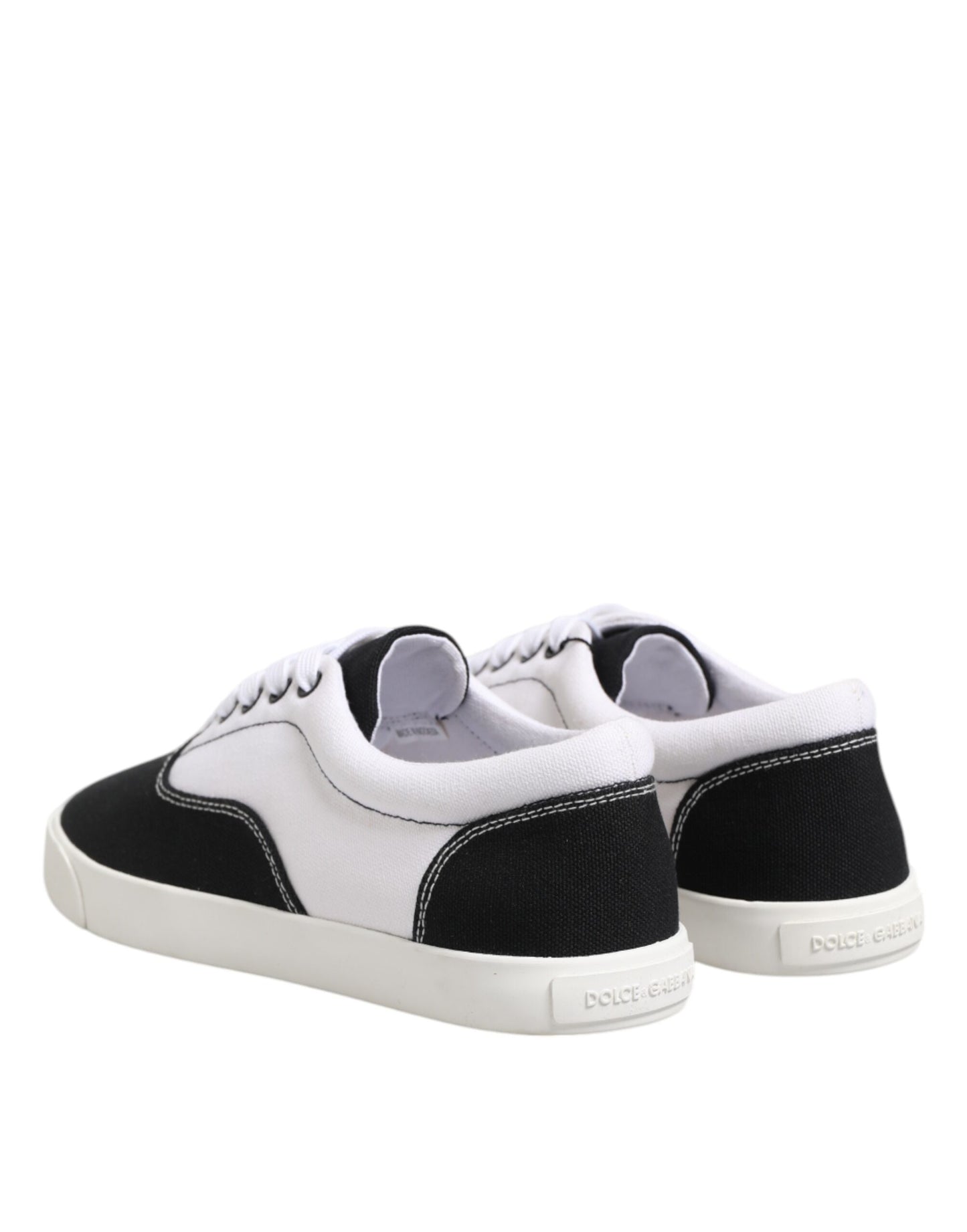 Dolce &amp; Gabbana Black Cotton Canvas Lace Up Men Sneakers Shoes