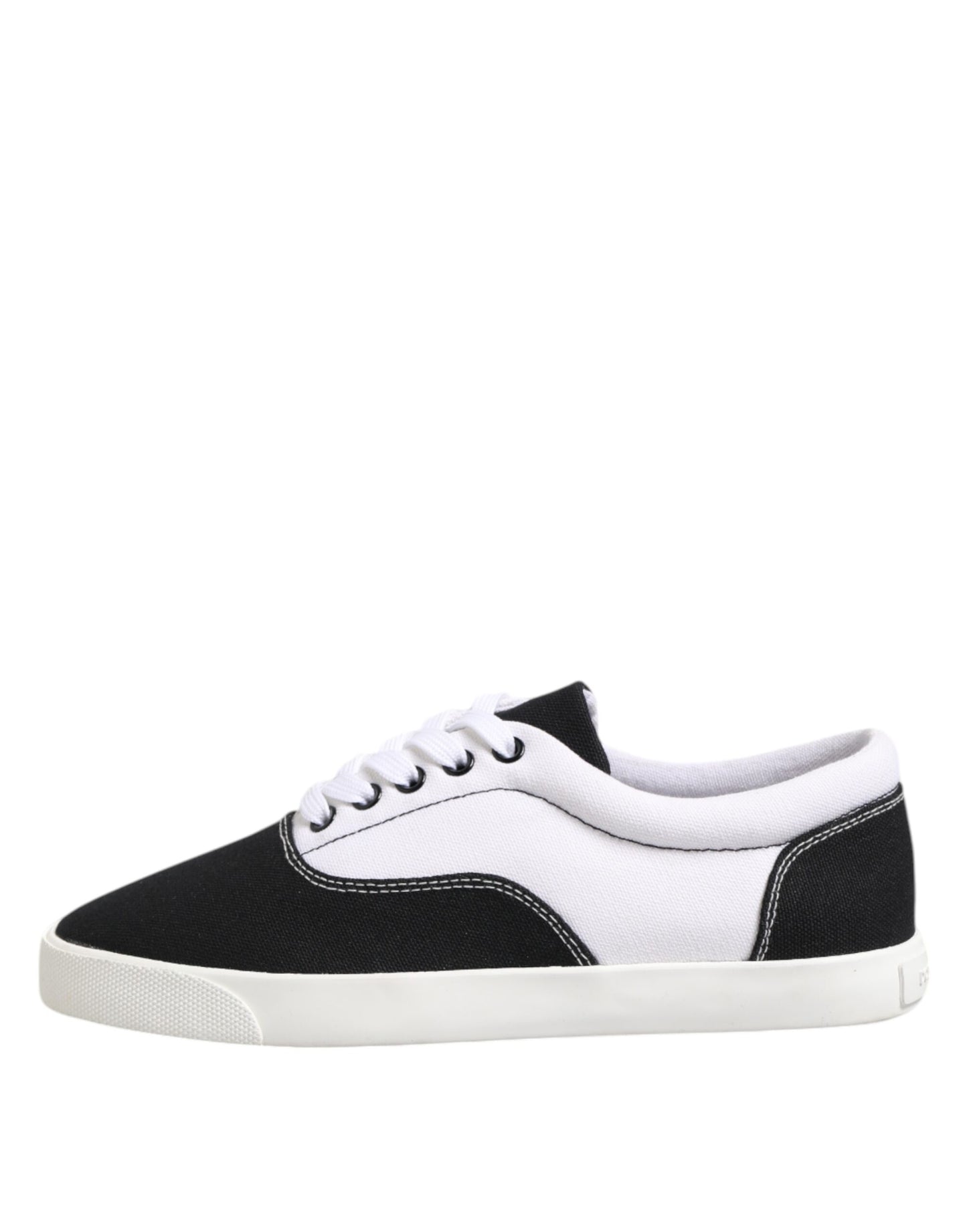 Dolce &amp; Gabbana Black Cotton Canvas Lace Up Men Sneakers Shoes