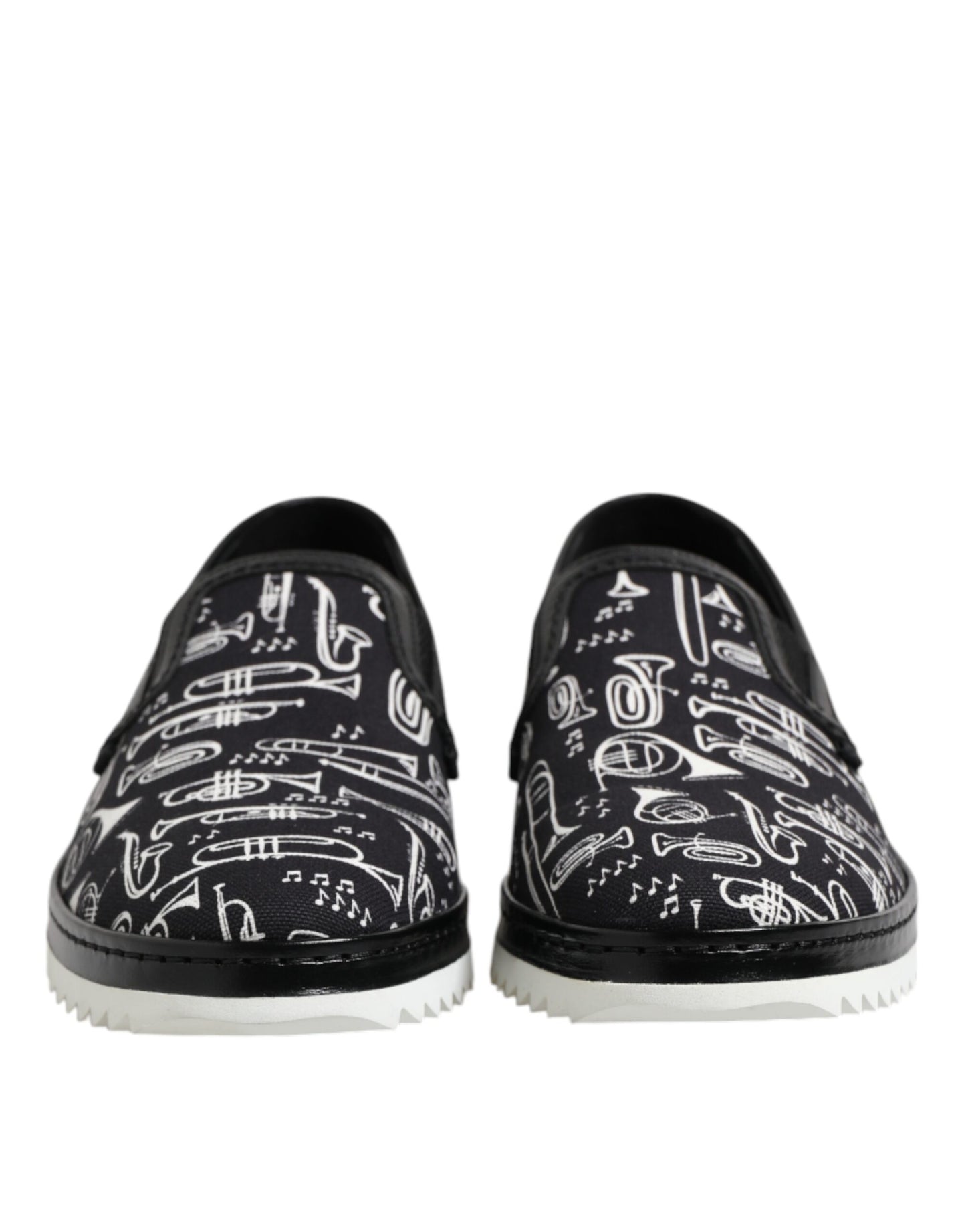 Dolce &amp; Gabbana Black Slip On Printed Men Loafers Shoes