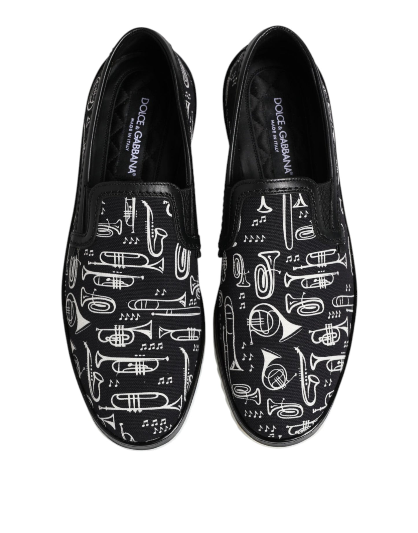 Dolce &amp; Gabbana Black Slip On Printed Men Loafers Shoes