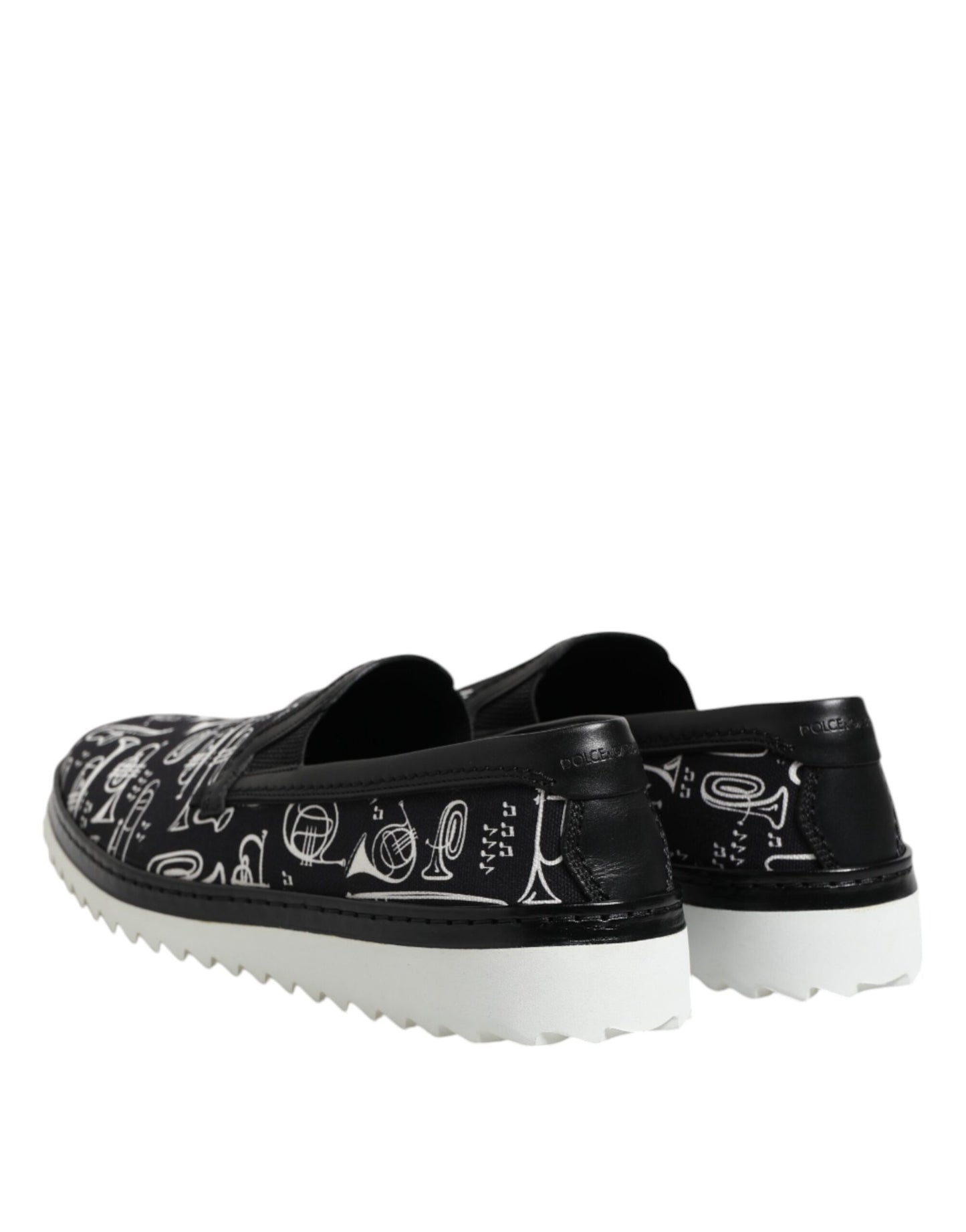 Dolce &amp; Gabbana Black Slip On Printed Men Loafers Shoes