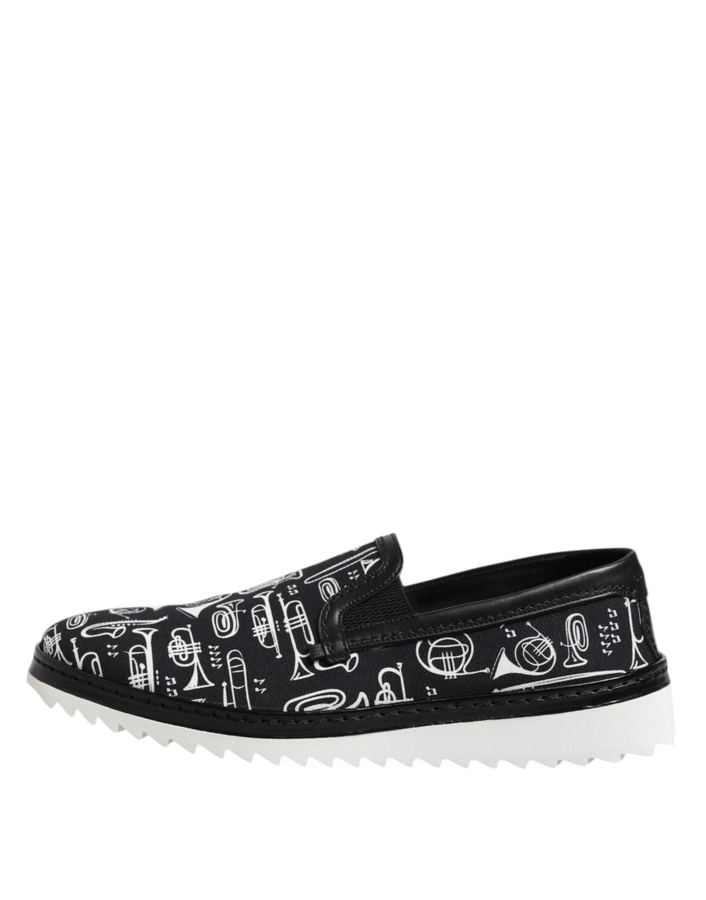 Dolce &amp; Gabbana Black Slip On Printed Men Loafers Shoes
