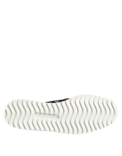 Dolce &amp; Gabbana Black Slip On Printed Men Loafers Shoes