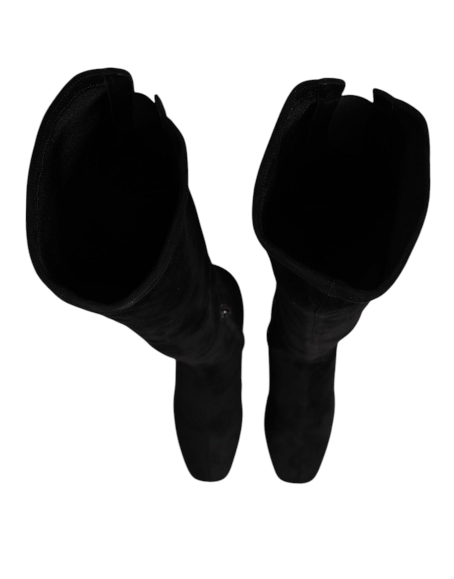 Dolce &amp; Gabbana Black Suede Leather Knee High Boots Shoes