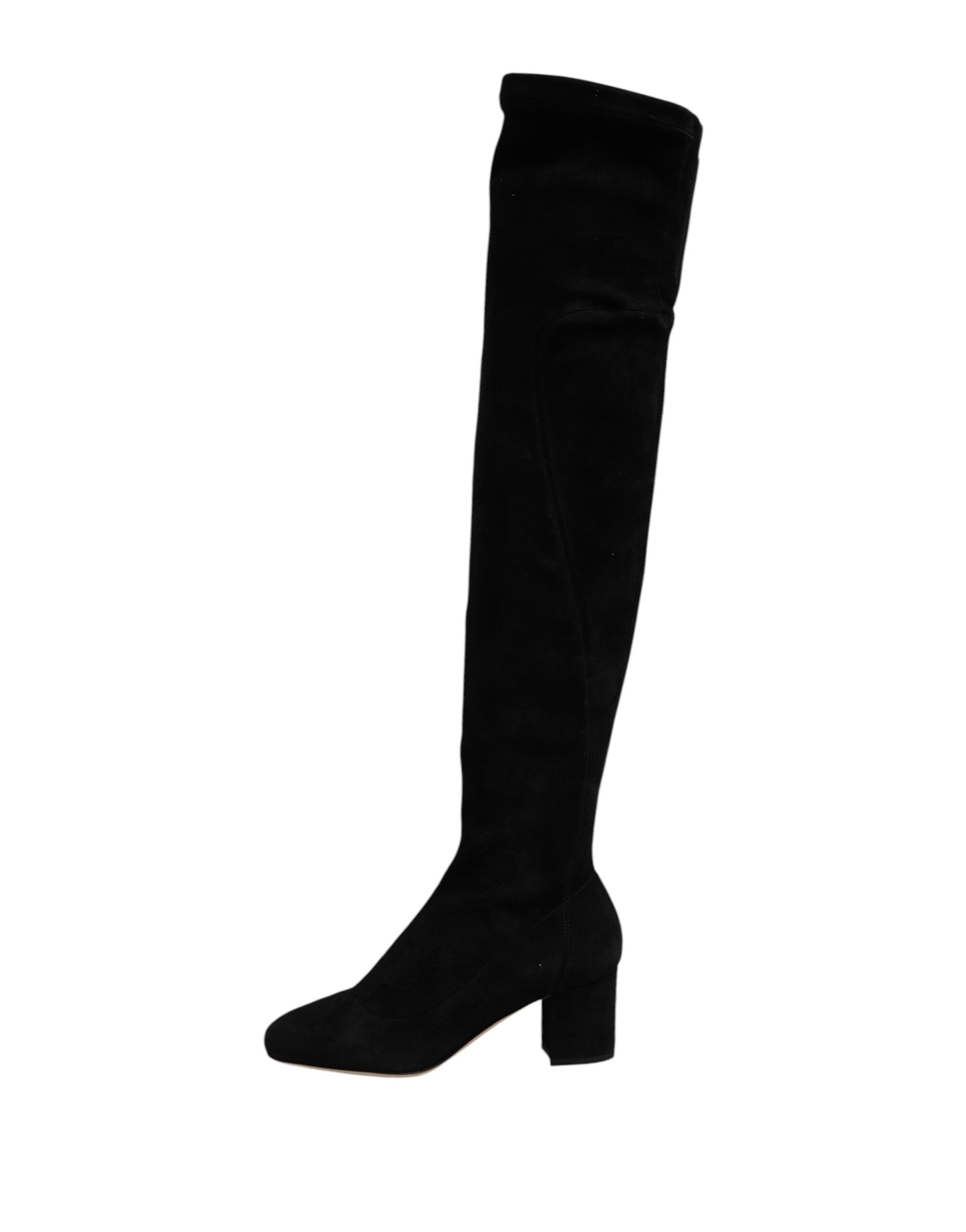Dolce &amp; Gabbana Black Suede Leather Knee High Boots Shoes