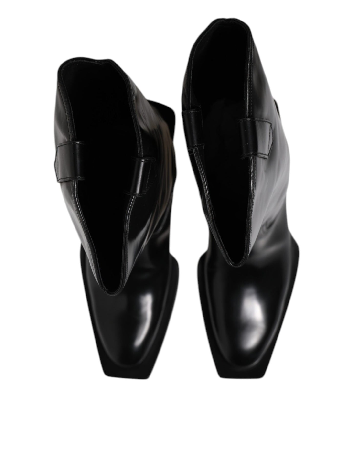 Dolce &amp; Gabbana Black Calfskin Leather Logo High Boots Shoes