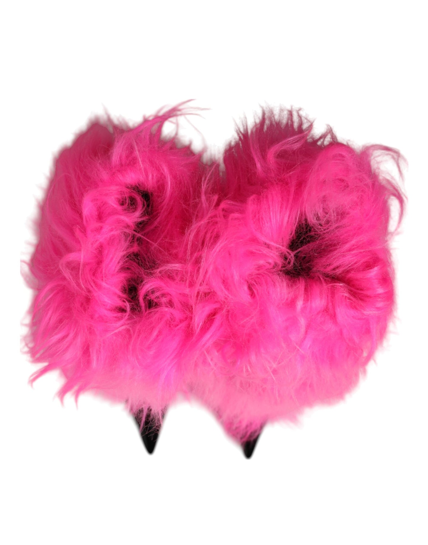 Dolce &amp; Gabbana Pink Faux Fur Leather High Heels Boots Shoes