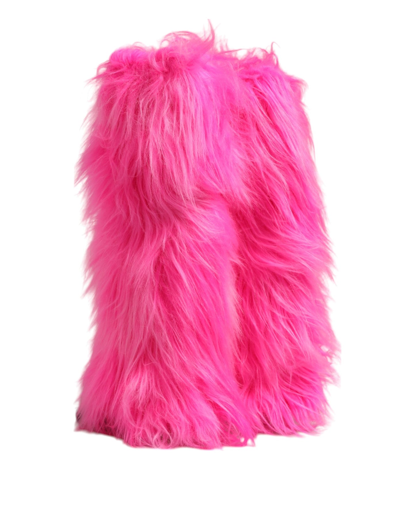 Dolce &amp; Gabbana Pink Faux Fur Leather High Heels Boots Shoes