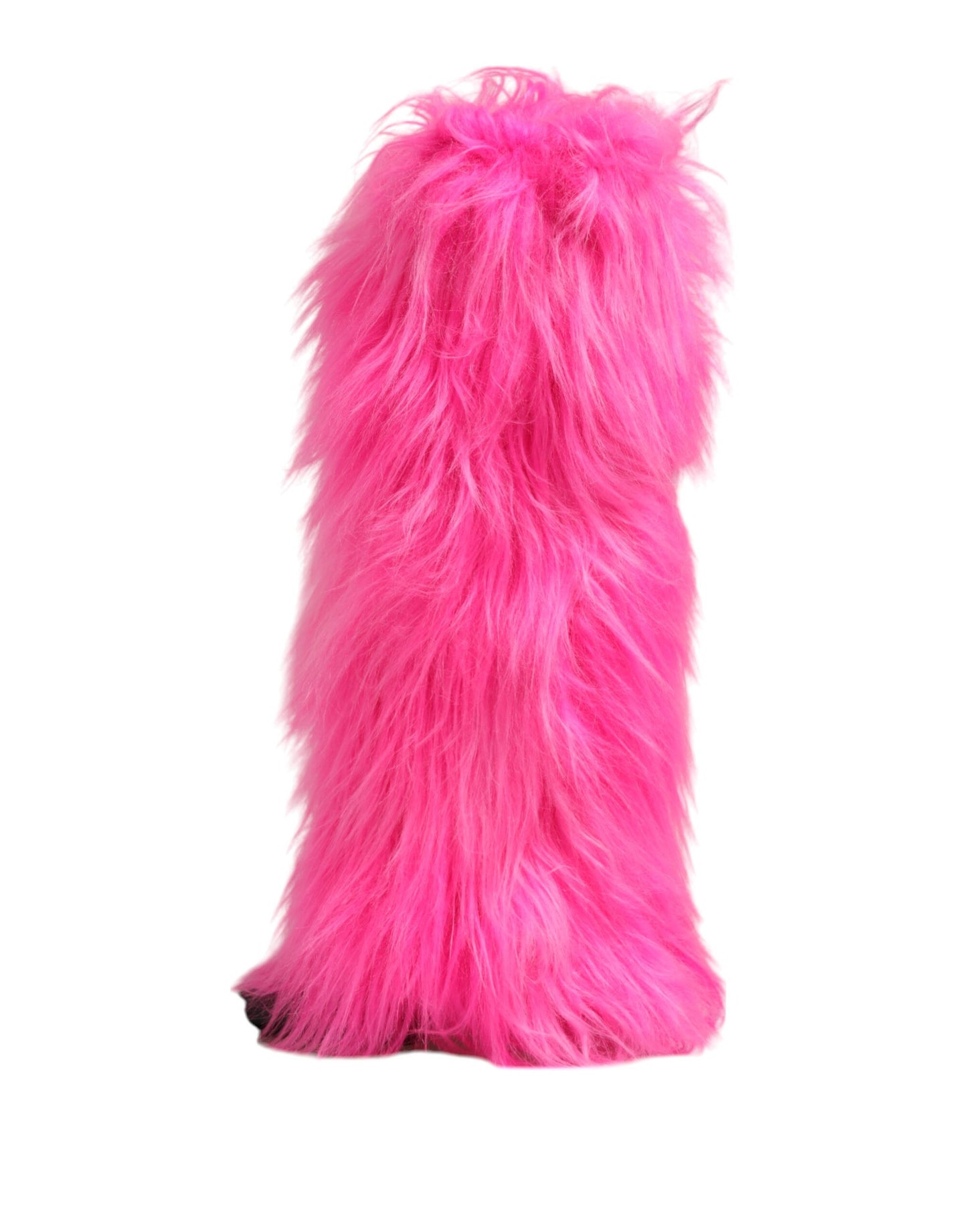 Dolce &amp; Gabbana Pink Faux Fur Leather High Heels Boots Shoes
