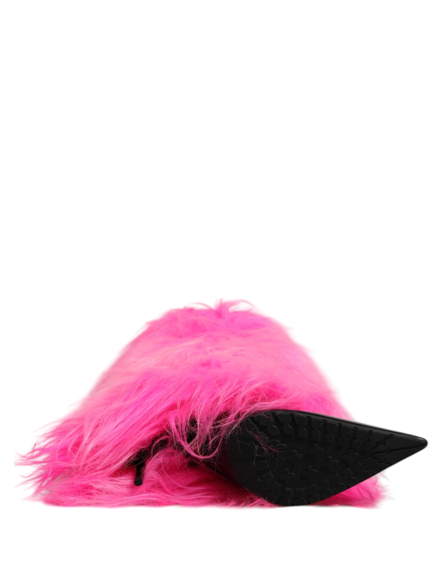 Dolce &amp; Gabbana Pink Faux Fur Leather High Heels Boots Shoes