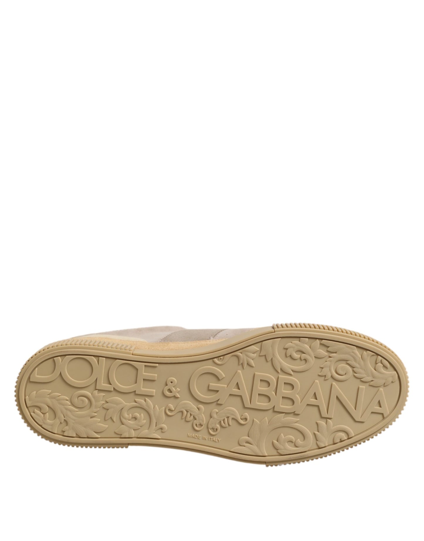 Dolce &amp; Gabbana Beige Leather Low Top Lace Up Sneakers Shoes
