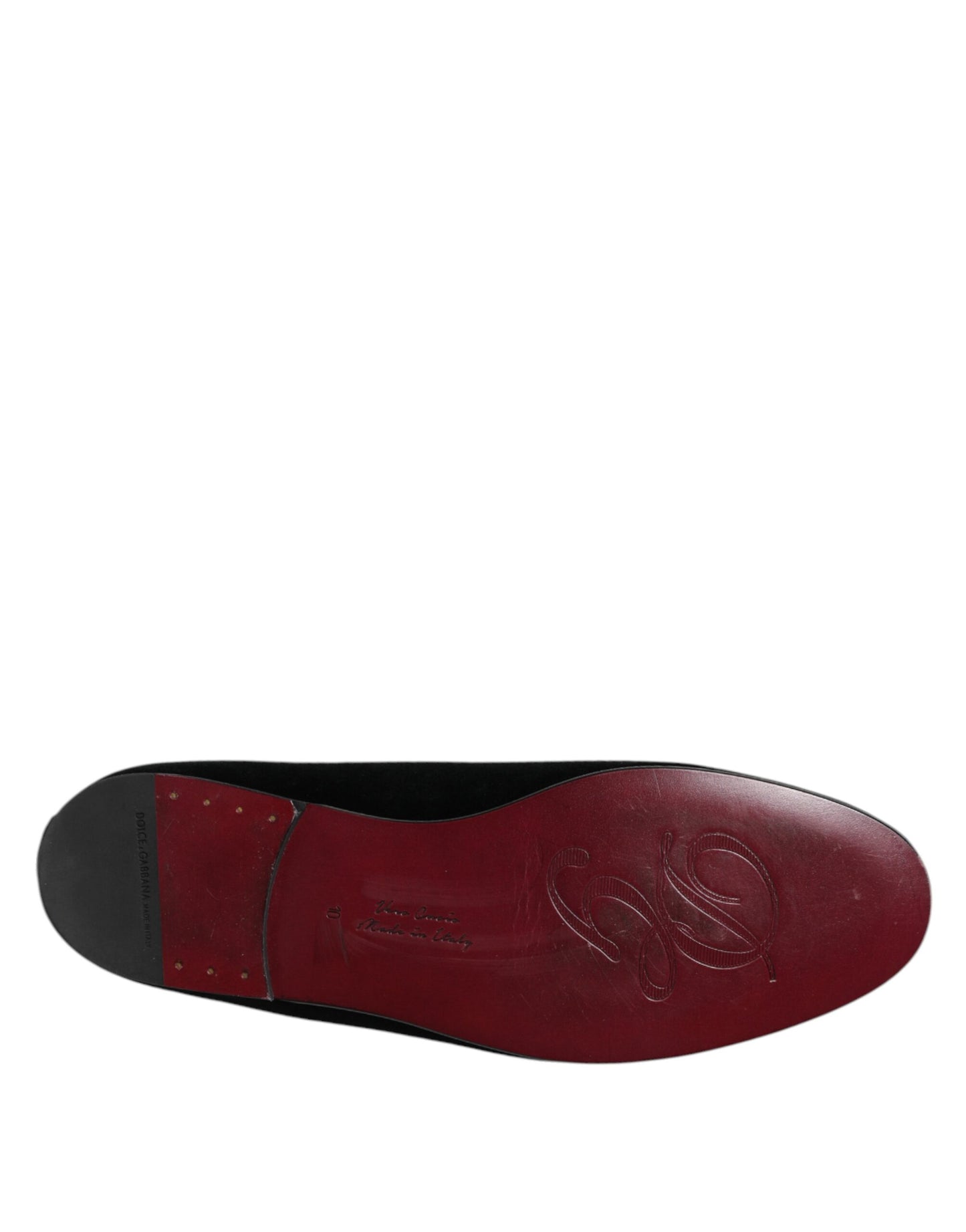 Dolce &amp; Gabbana Black Velvet Crystal Crown Loafers Dress Shoes