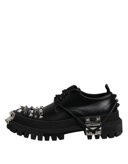 Dolce &amp; Gabbana – Trekking-Derby-Schuhe aus schwarzem Leder mit Verzierung