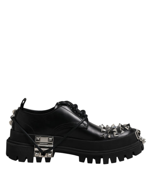 Dolce &amp; Gabbana – Trekking-Derby-Schuhe aus schwarzem Leder mit Verzierung