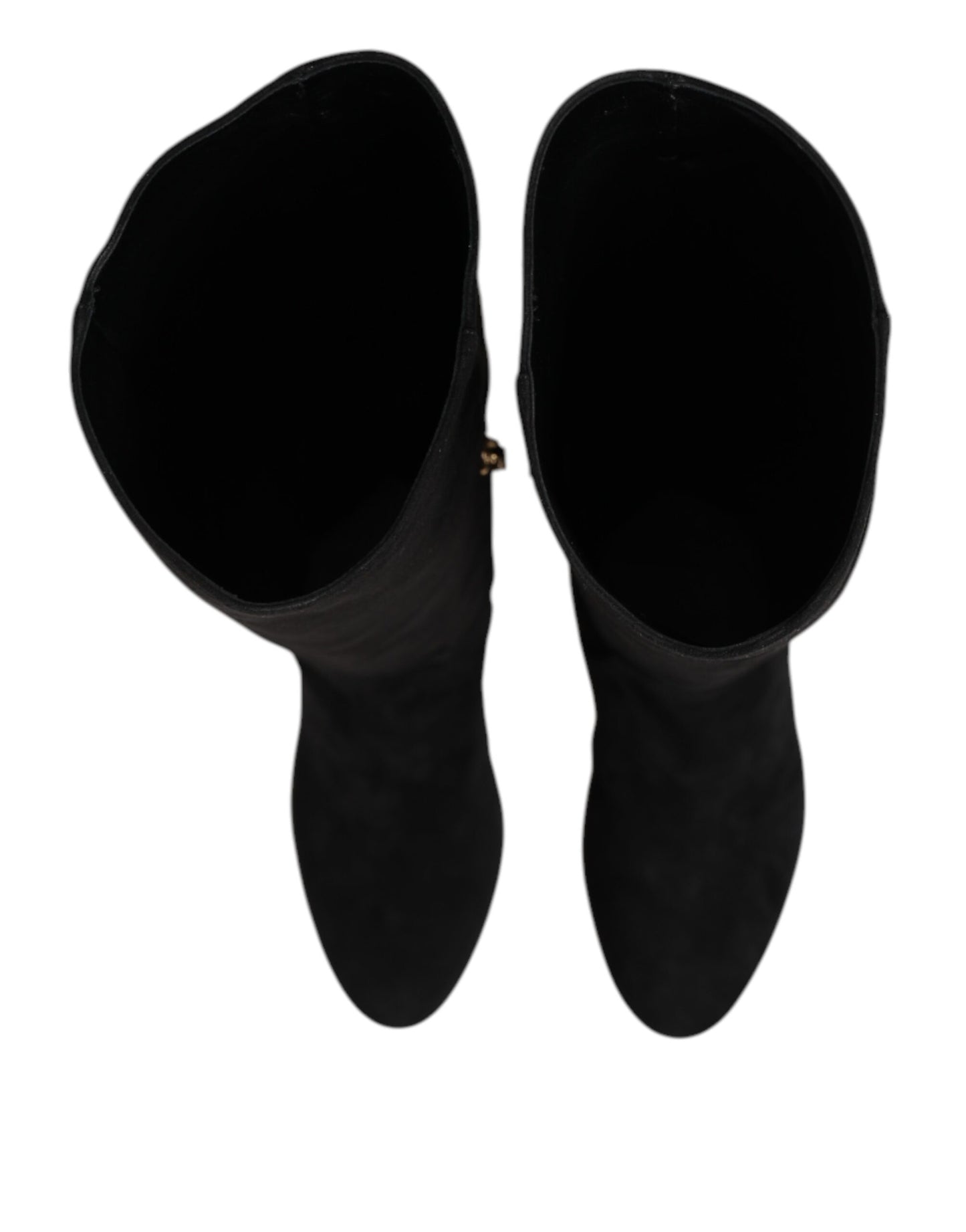 Dolce &amp; Gabbana Black Suede Leather Knee High Boots Shoes