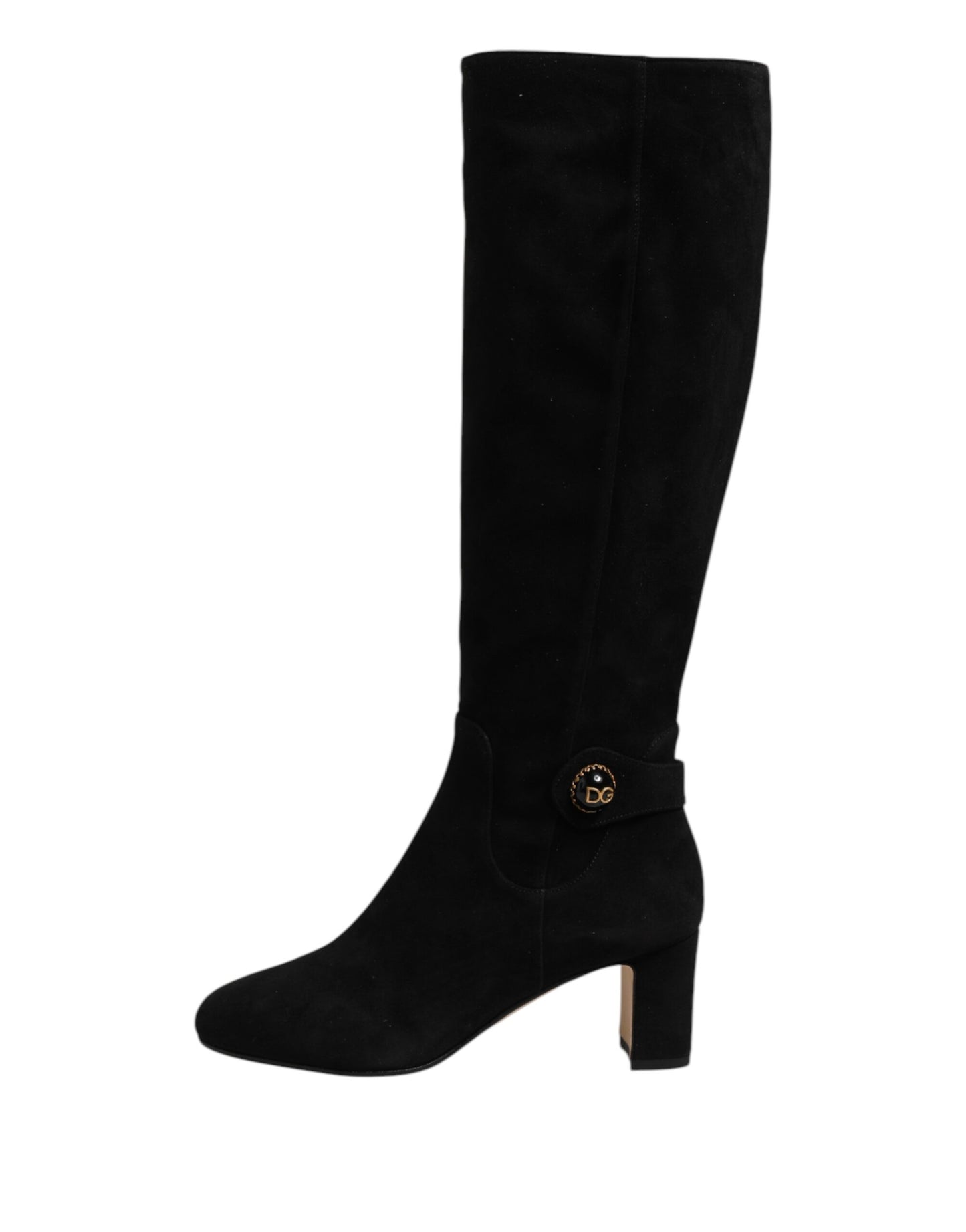 Dolce &amp; Gabbana Black Suede Leather Knee High Boots Shoes