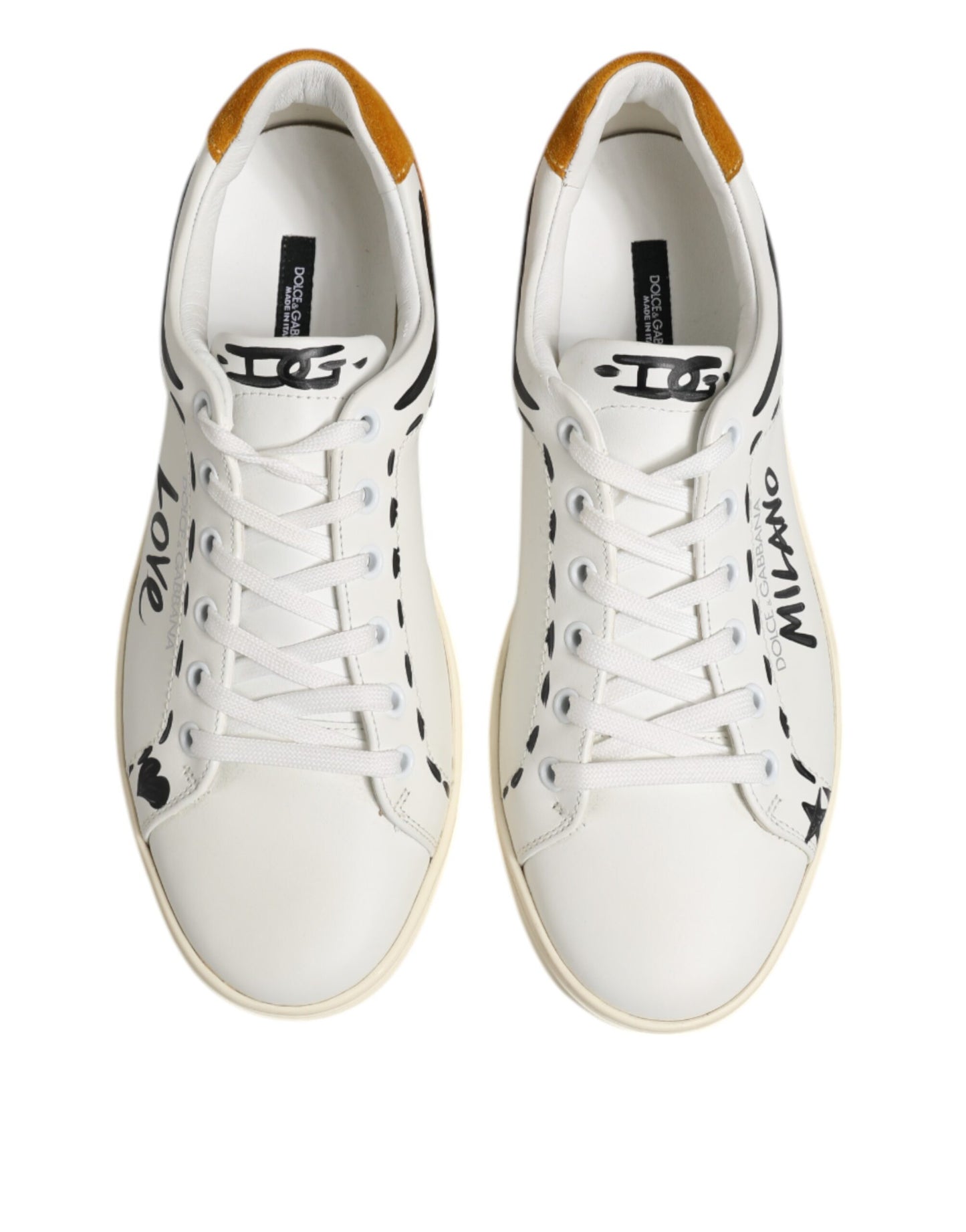 Dolce &amp; Gabbana White Leather MILANO Low Top Sneakers Shoes