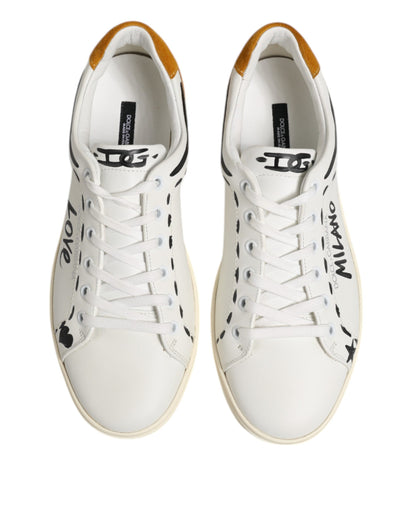 Dolce &amp; Gabbana White Leather MILANO Low Top Sneakers Shoes