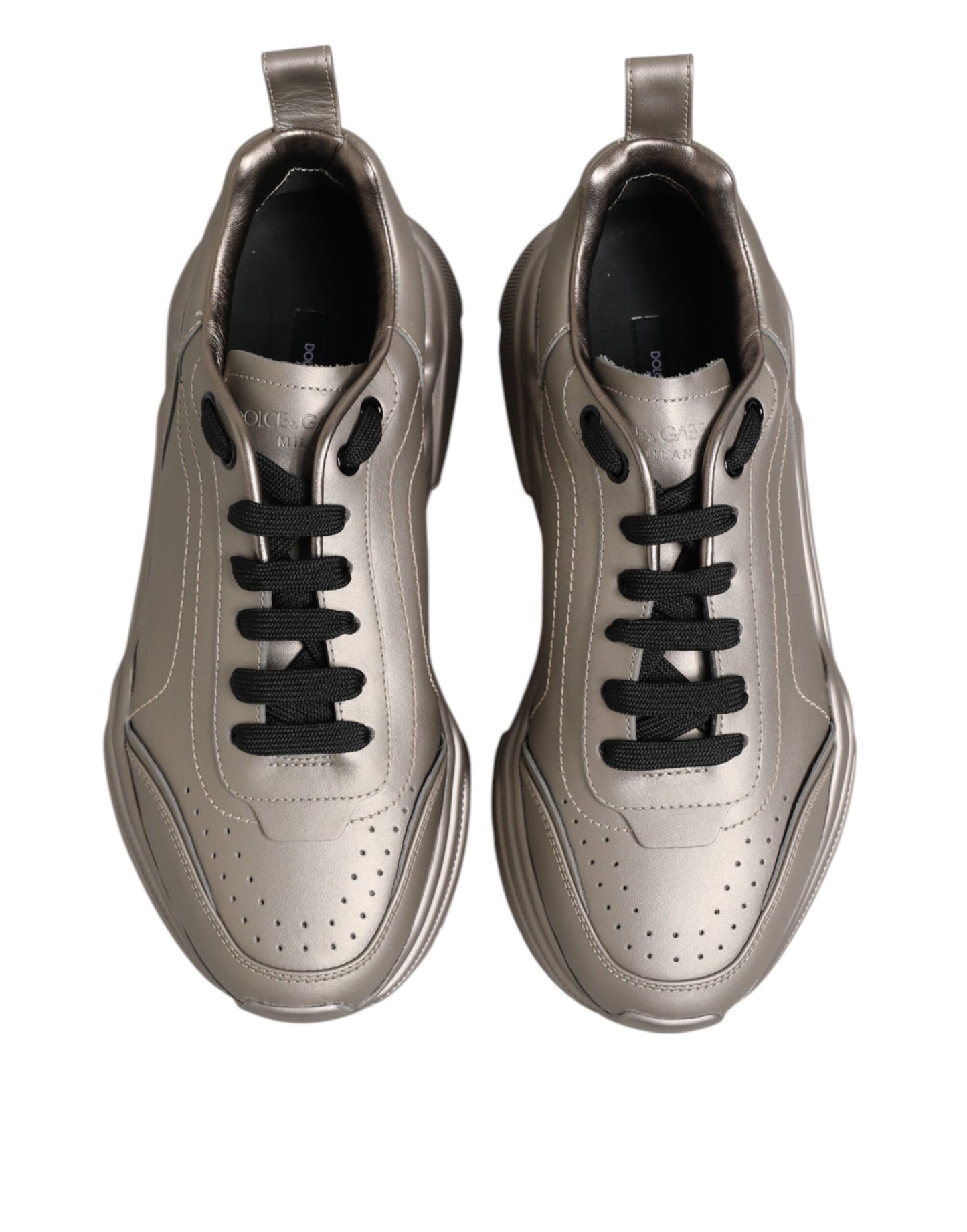 Dolce &amp; Gabbana Silver DAYMASTER Leather Men Sneakers Shoes
