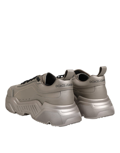 Dolce &amp; Gabbana Silver DAYMASTER Leather Men Sneakers Shoes