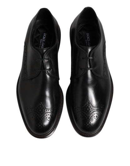 Dolce &amp; Gabbana – Formelle Derby-Schuhe aus schwarzem Leder mit Flügelkappe