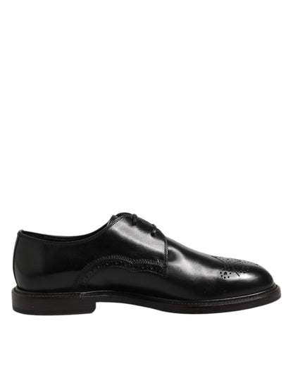 Dolce &amp; Gabbana – Formelle Derby-Schuhe aus schwarzem Leder mit Flügelkappe