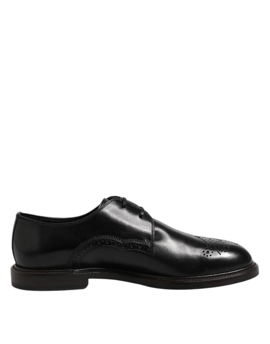Dolce &amp; Gabbana – Formelle Derby-Schuhe aus schwarzem Leder mit Flügelkappe