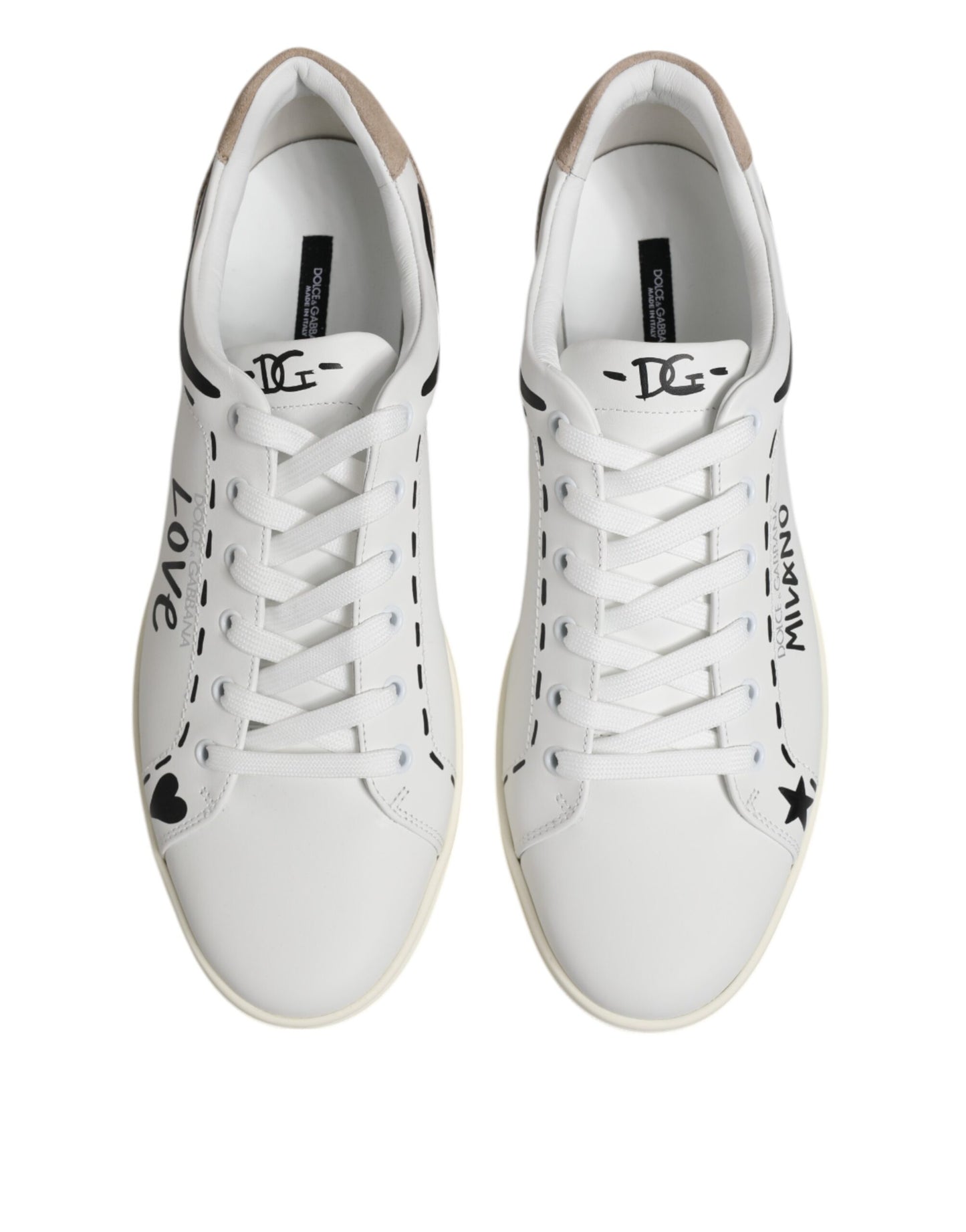 Dolce &amp; Gabbana White Leather MILANO Low Top Sneakers Shoes