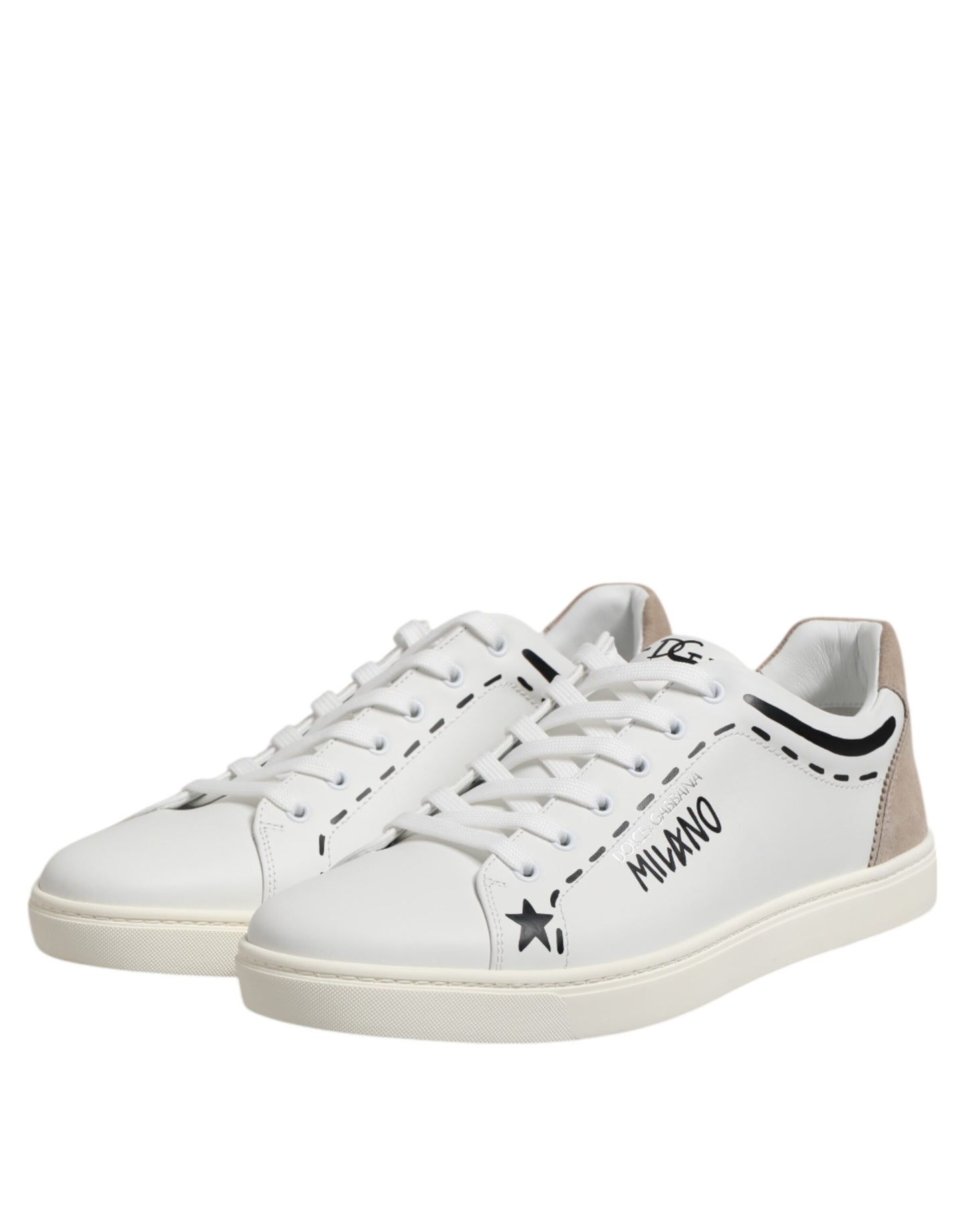 Dolce &amp; Gabbana White Leather MILANO Low Top Sneakers Shoes