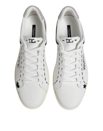 Dolce &amp; Gabbana White Leather MILANO Low Top Sneakers Shoes