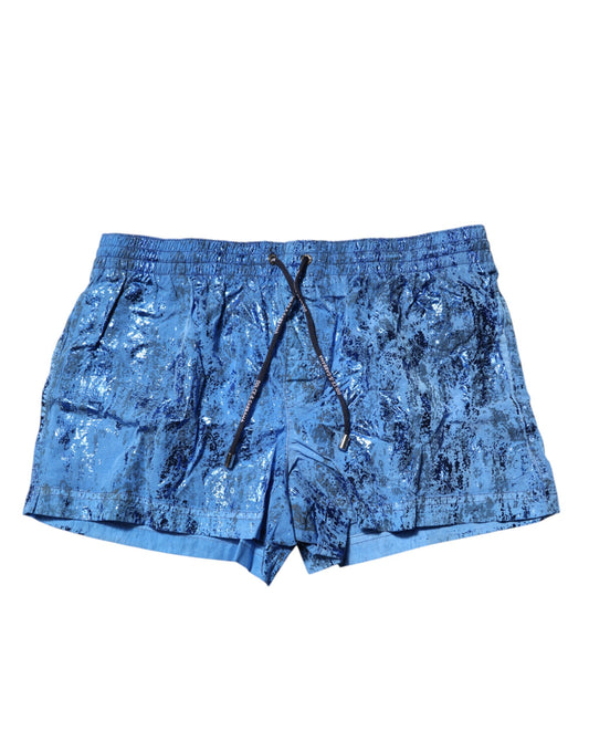 Dolce &amp; Gabbana Blue Logo Drawstring Beachwear Shorts Swimwear