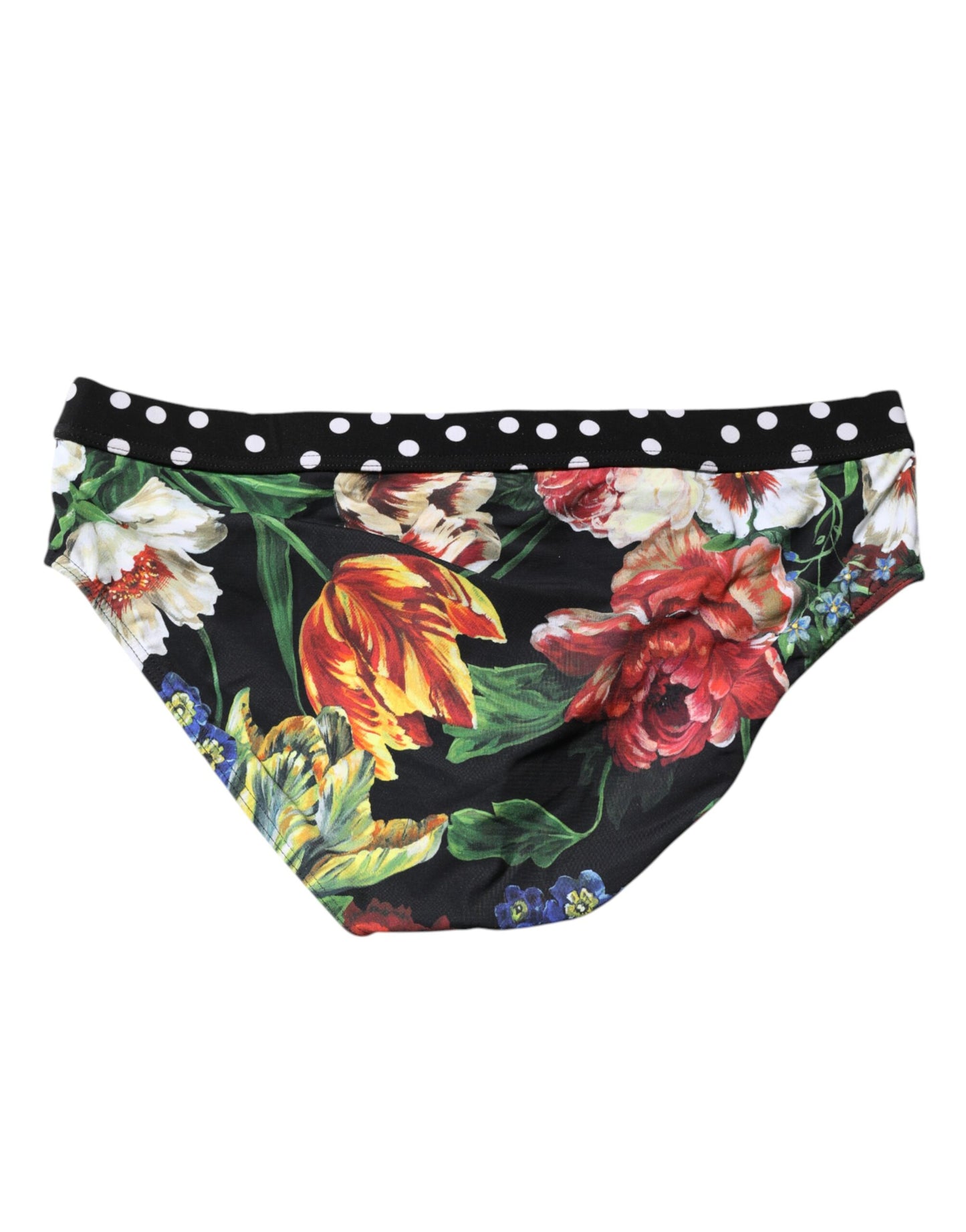 Dolce &amp; Gabbana Black Floral Logo Beachwear Men Brief Swimwear