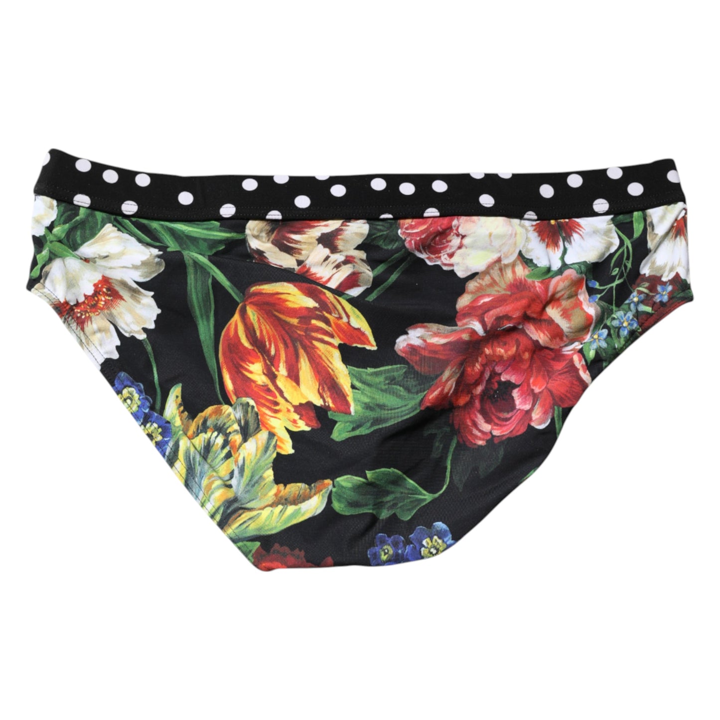 Dolce &amp; Gabbana Black Floral Logo Beachwear Men Brief Swimwear
