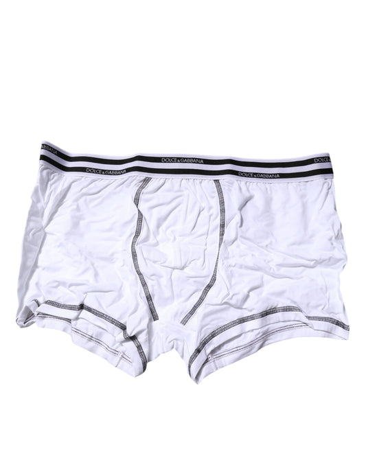 Dolce &amp; Gabbana – Boxershorts aus weißem Baumwollstretch in normaler Passform