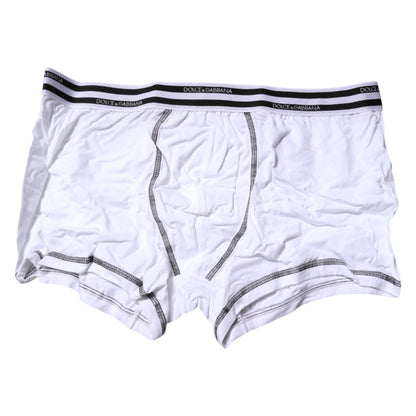 Dolce &amp; Gabbana – Boxershorts aus weißem Baumwollstretch in normaler Passform
