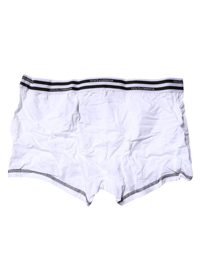 Dolce &amp; Gabbana – Boxershorts aus weißem Baumwollstretch in normaler Passform