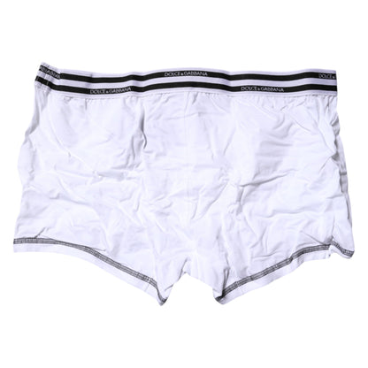 Dolce &amp; Gabbana – Boxershorts aus weißem Baumwollstretch in normaler Passform