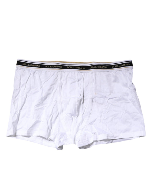 Dolce &amp; Gabbana – Boxershorts aus weißem Baumwollstretch in normaler Passform