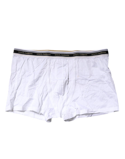 Dolce &amp; Gabbana – Boxershorts aus weißem Baumwollstretch in normaler Passform