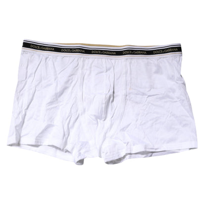 Dolce &amp; Gabbana – Boxershorts aus weißem Baumwollstretch in normaler Passform