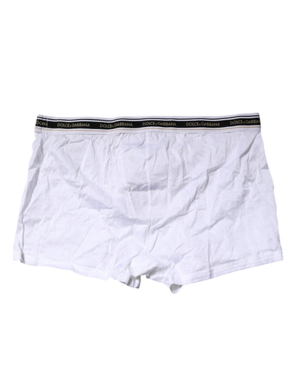 Dolce &amp; Gabbana – Boxershorts aus weißem Baumwollstretch in normaler Passform