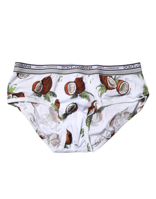 Dolce &amp; Gabbana – Weiße, normale Slip-Unterhose mit Kokosnuss-Print