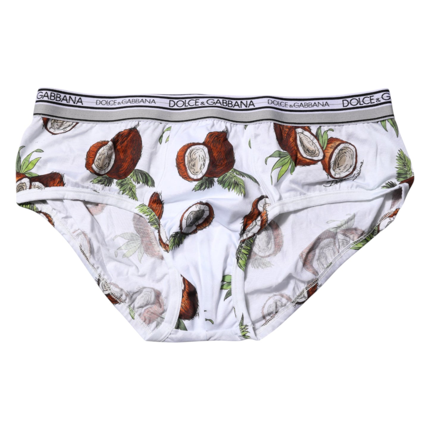 Dolce &amp; Gabbana – Weiße, normale Slip-Unterhose mit Kokosnuss-Print